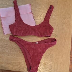 Hollister Rose Colour Textured Bikini Set